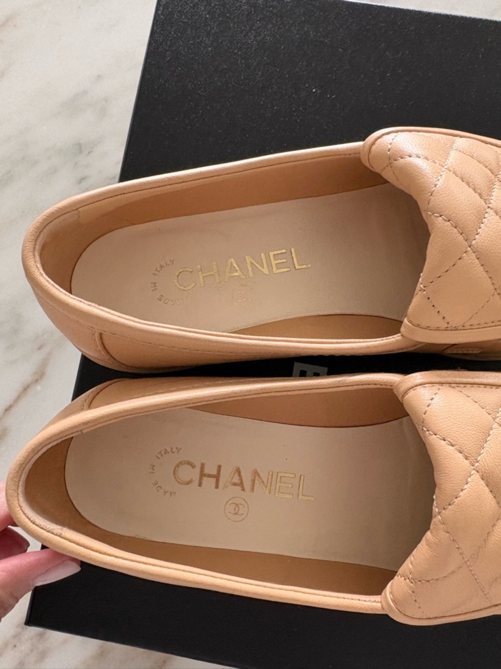 CHANEL Quilted Leather Loafers in Light Beige - Picture 5 of 12
